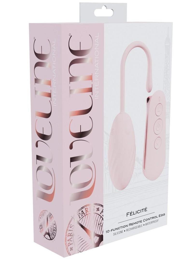 Huevo vibrador Loveline Felicite de silicona recargable con 10 funciones y control remoto - Rosa