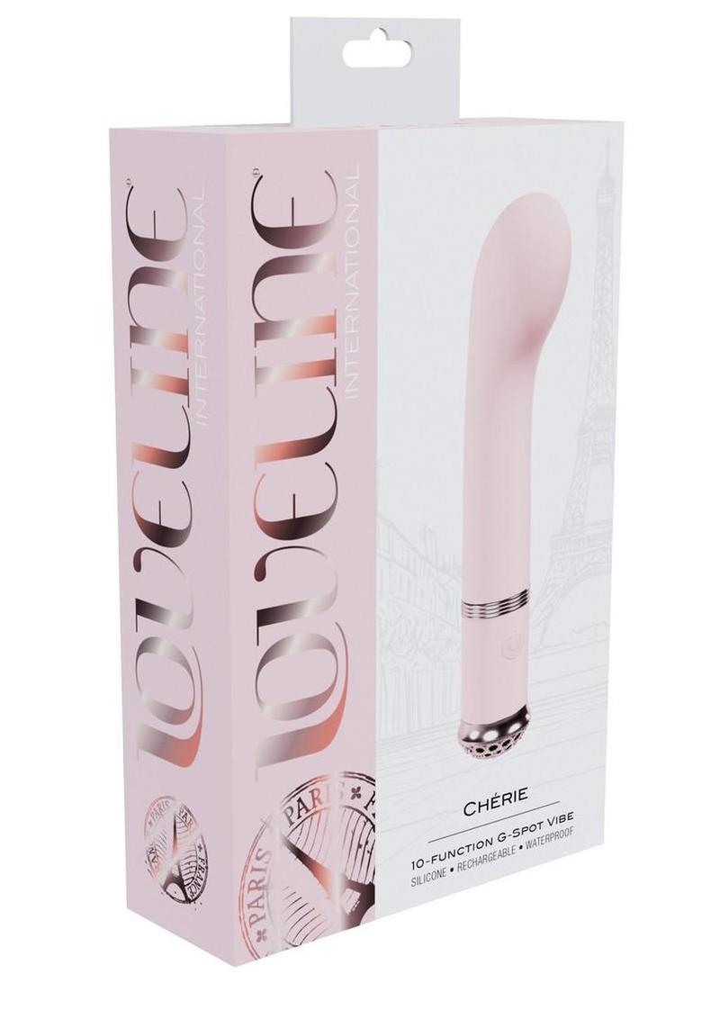 Vibrador recargable de silicona Loveline Cherie con 10 funciones para el punto G - Rosa