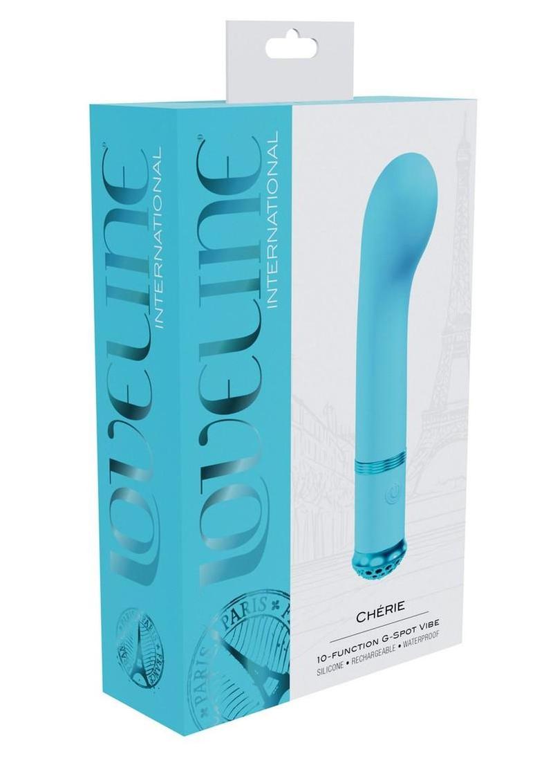 Vibrador recargable de silicona Loveline Cherie con 10 funciones para el punto G - Azul