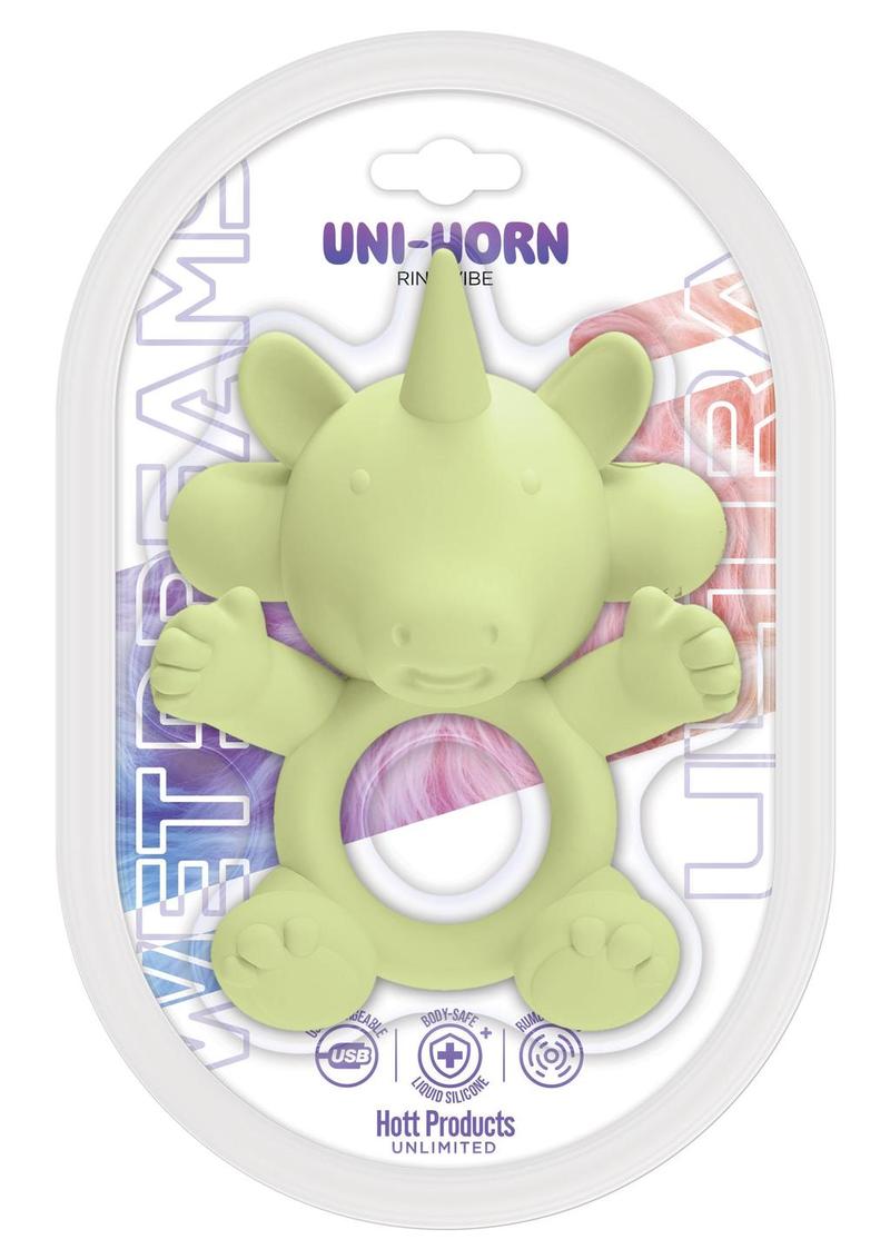 Anillo de silicona recargable para el pene Wet Dreams Uni Horn - Multicolor