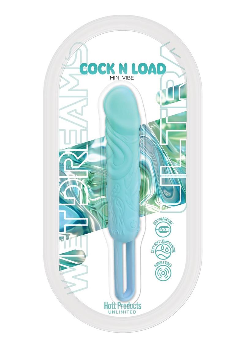 Mini vibrador de silicona recargable Wet Dreams Cock and Load - Azul