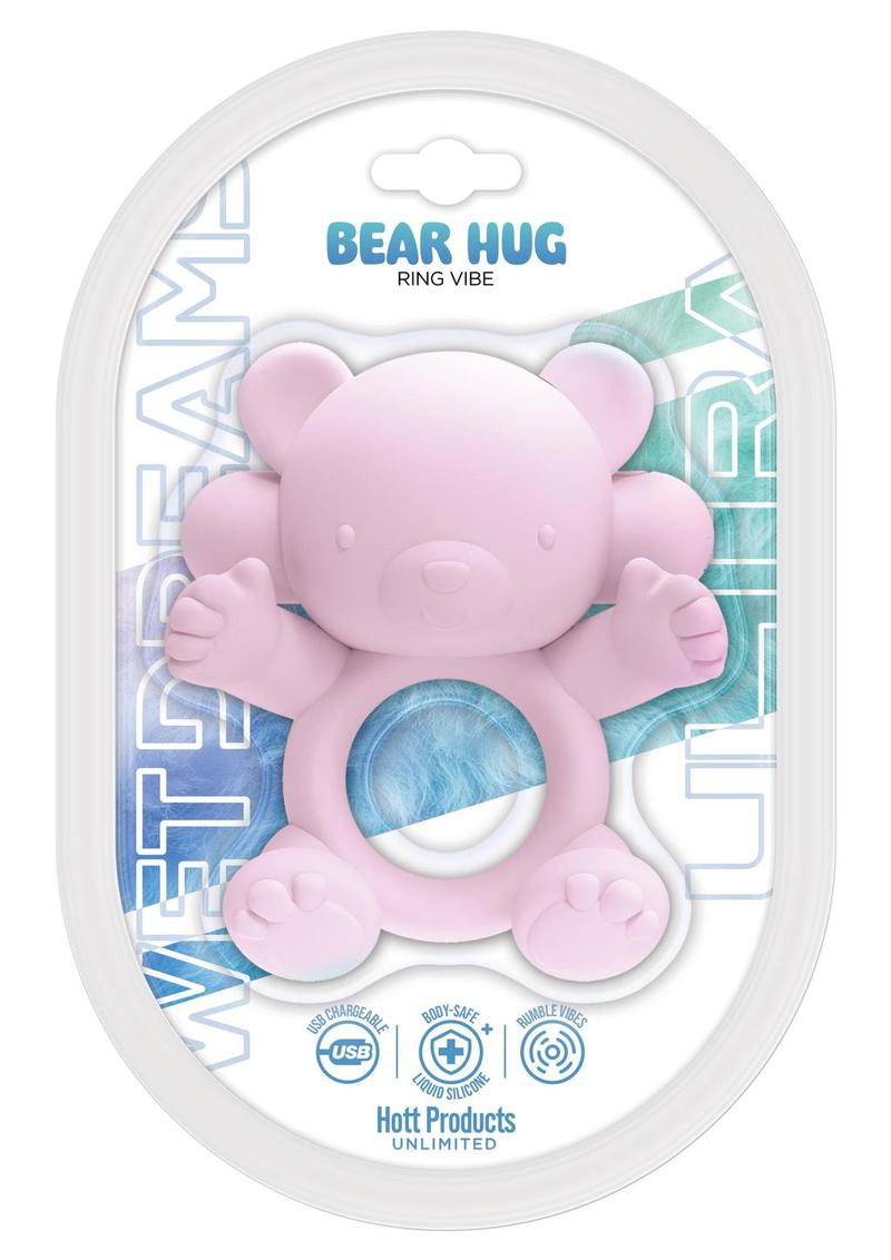Anillo de silicona recargable para el pene Wet Dreams Bear Hug - Rosa