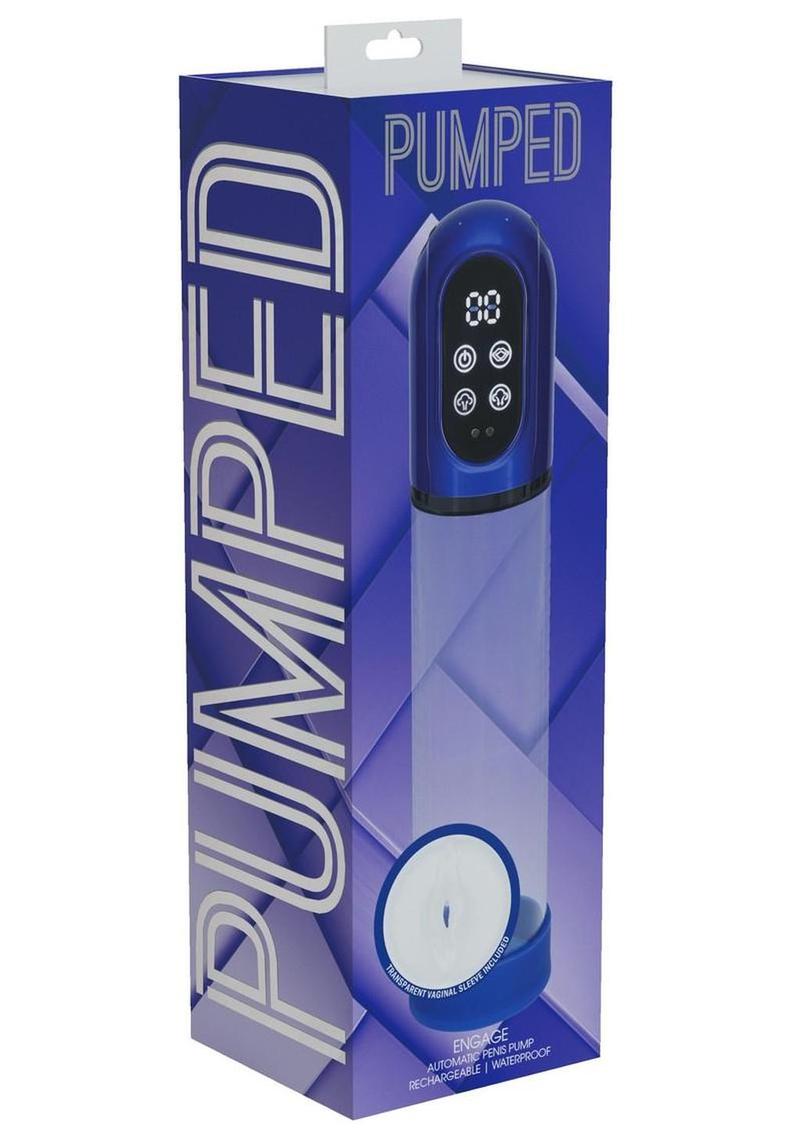 Bomba de pene automática recargable Pumped Engage de 6 funciones - Azul metálico