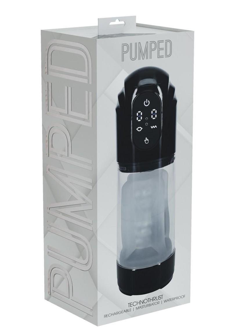 Masturbador automático recargable TechnoThrust de 10 funciones - Negro