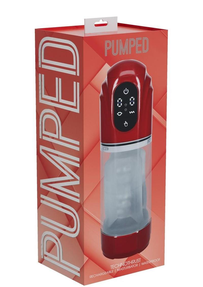 Masturbador automático TechnoThrust de 10 funciones - Rojo metalizado