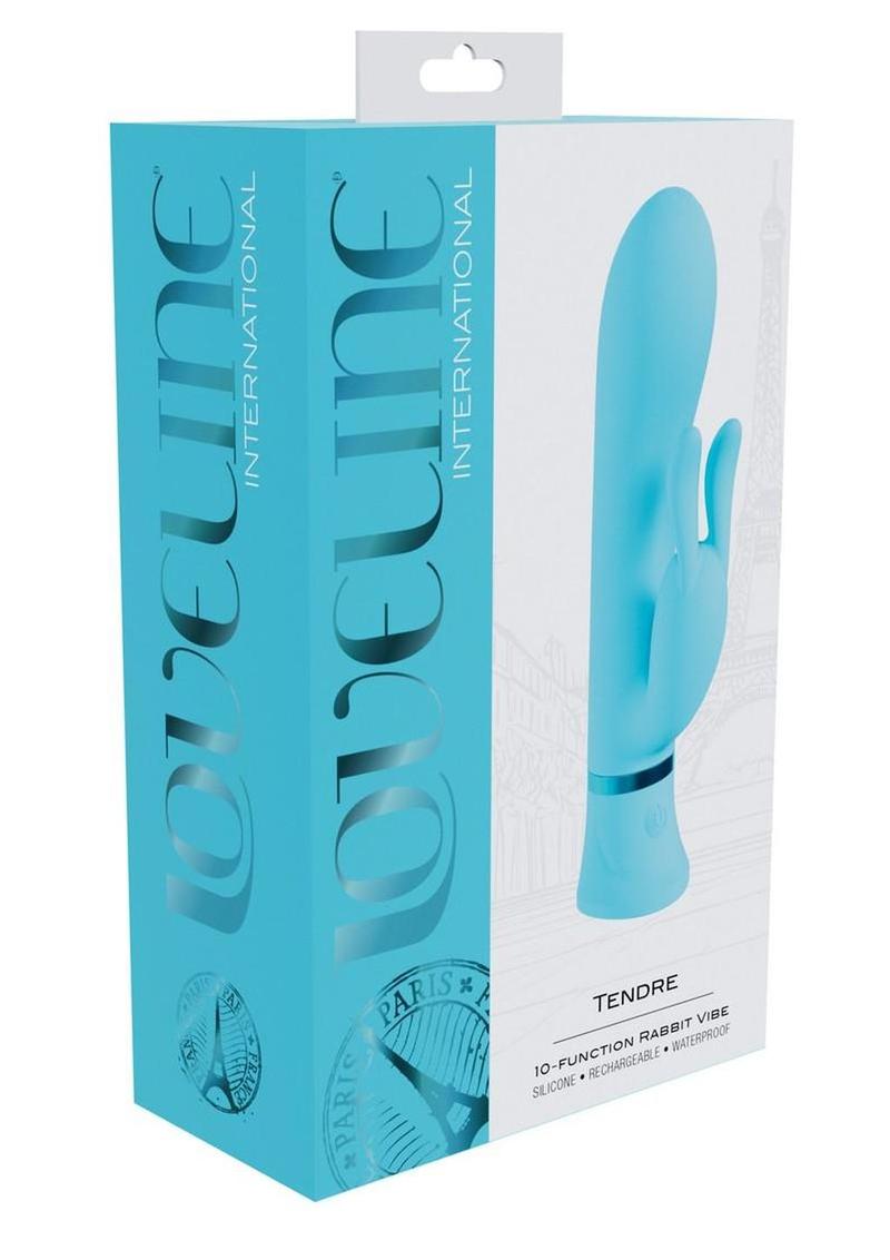 Vibrador de conejo de silicona recargable Loveline Tendre de 10 funciones - Azul