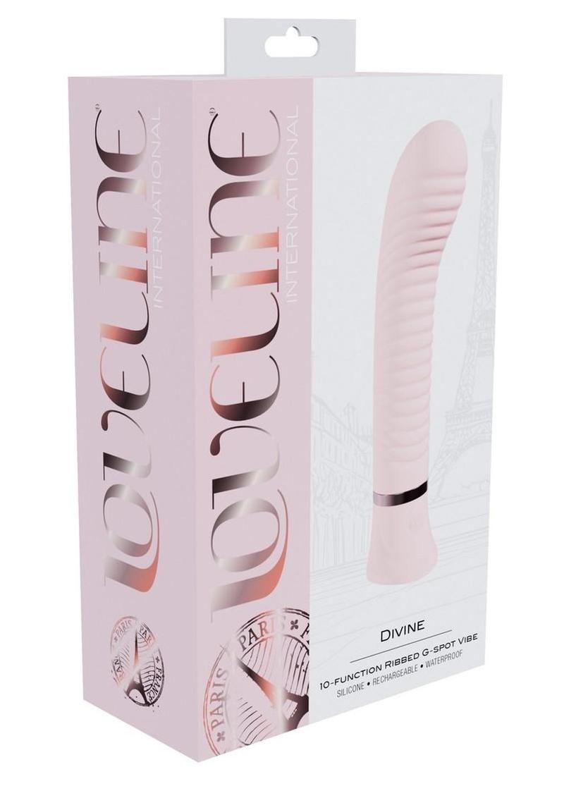 Vibrador de punto G acanalado de silicona recargable Loveline Divine con 10 funciones - Rosa