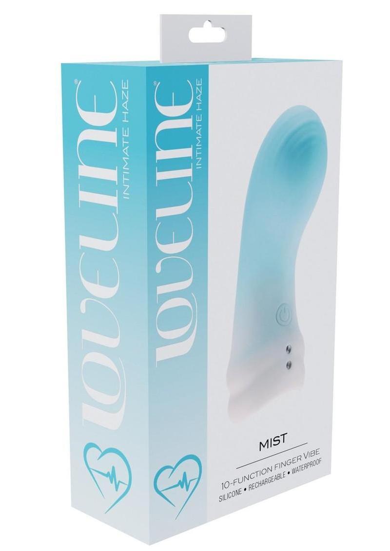 Vibrador de dedo Loveline Mist de silicona recargable con 10 funciones - Azul