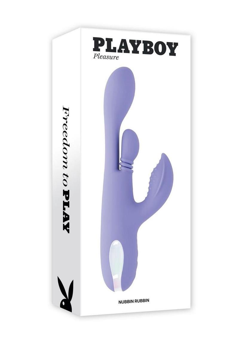 Vibrador recargable de silicona con triple motor y estimulador de clítoris Playboy Nubbin Rubbin - Morado
