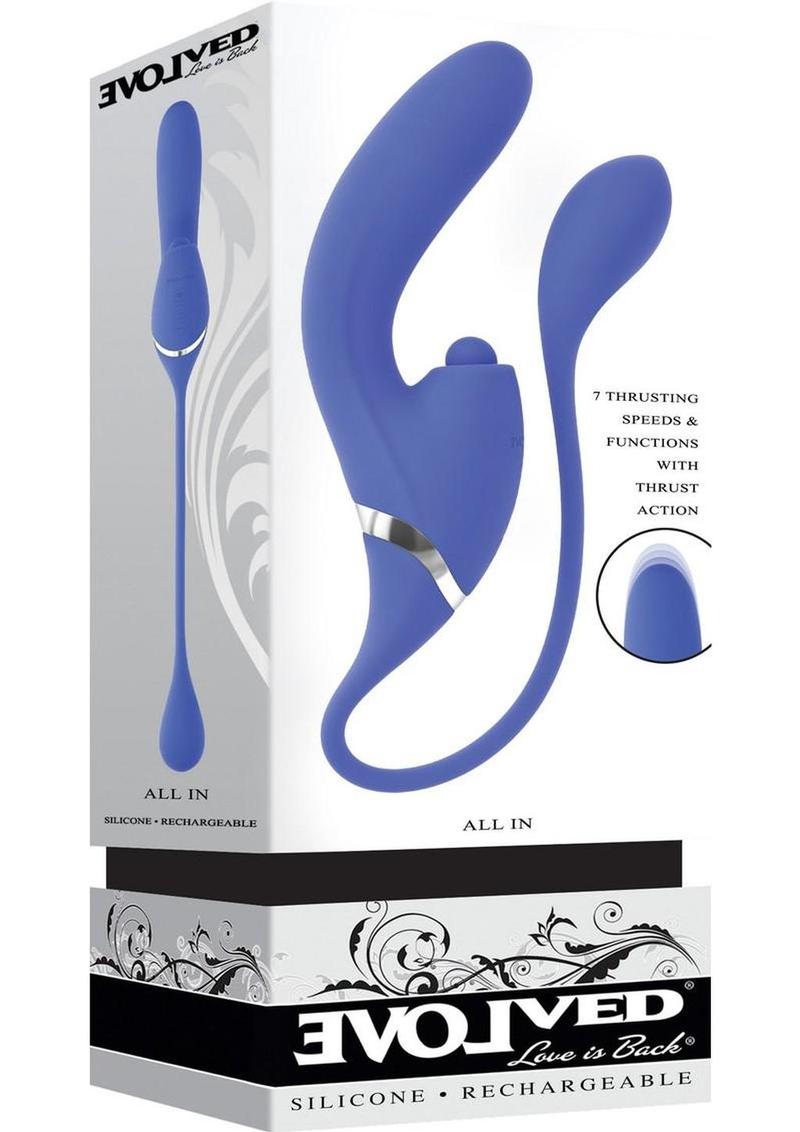 Vibrador doble de silicona recargable todo en uno - Azul