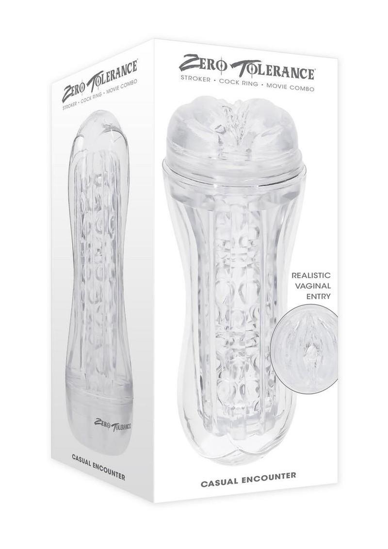 Masturbador vaginal con cuentas y anillo vibrador en C Zero Tolerance Casual Encounter - Transparente