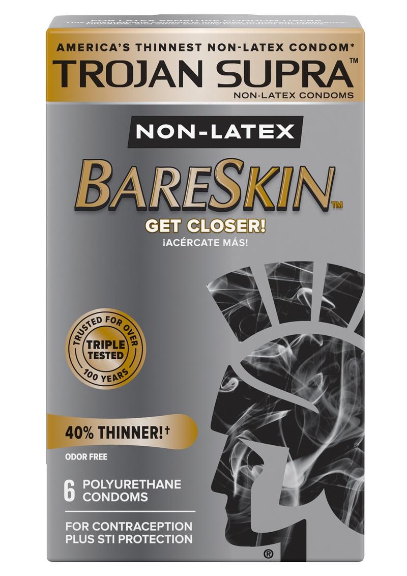 Condón Trojan Supra Microsheer lubricado sin látex, paquete de 6