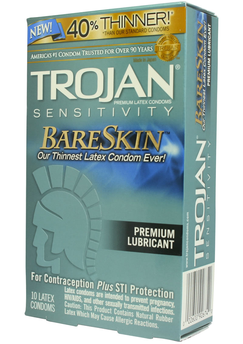Condones Trojan Sensitivity Bare Skin lubricados (paquete de 10)