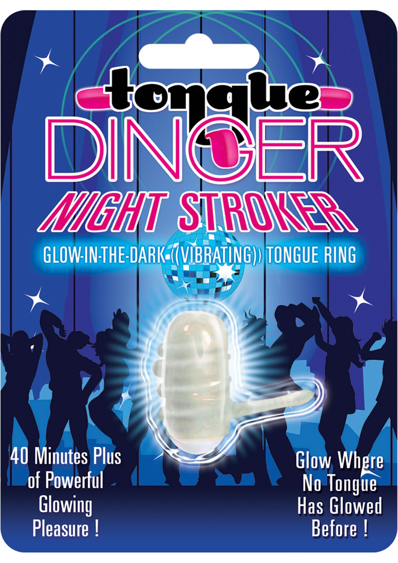 Anillo vibrador de silicona para lengua Tongue Dinger Night Stroker que brilla en la oscuridad