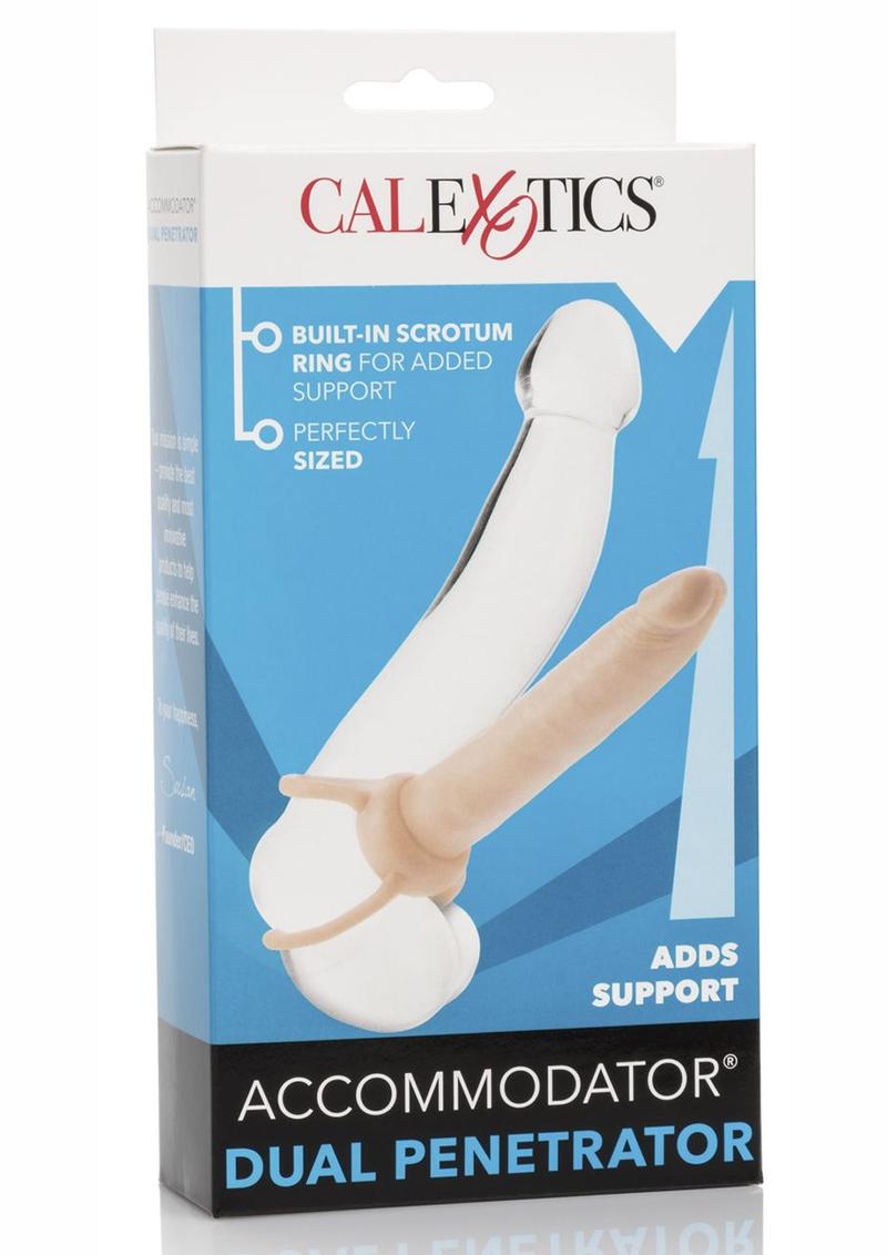 Anillo para el pene con consolador de doble penetración Accommodator - Vainilla