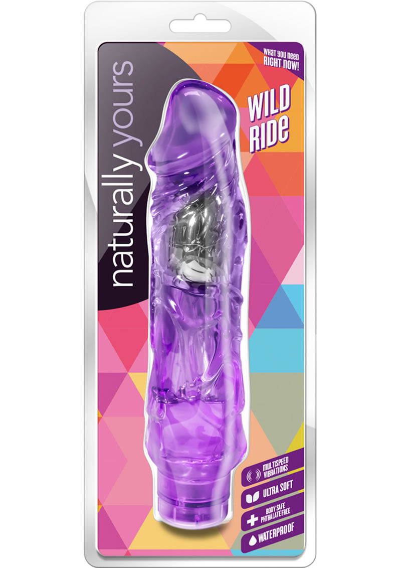 Consolador vibrador Naturally Yours Wild Ride de 23 cm - Morado