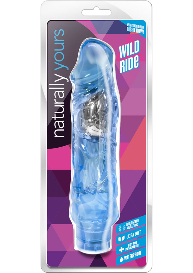 Consolador vibrador Naturally Yours Wild Ride de 23 cm - Azul