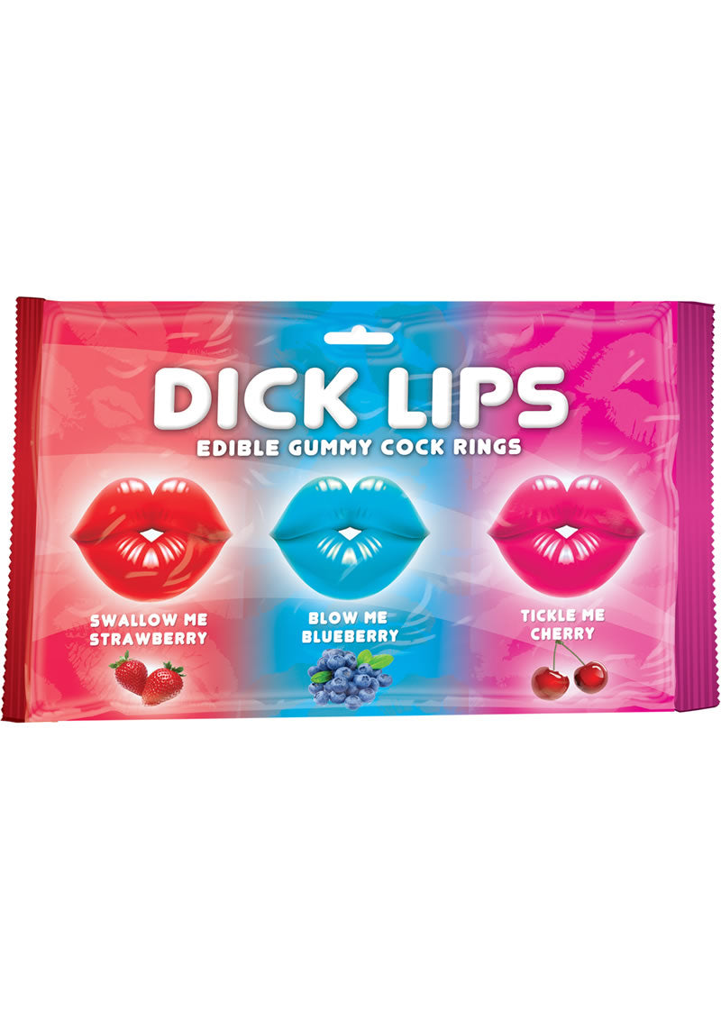 Anillos de pene comestibles de goma Dick Lips (paquete de 3)