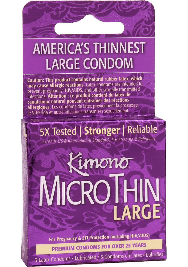 Condones Kimono MicroThin grandes (paquete de 3)