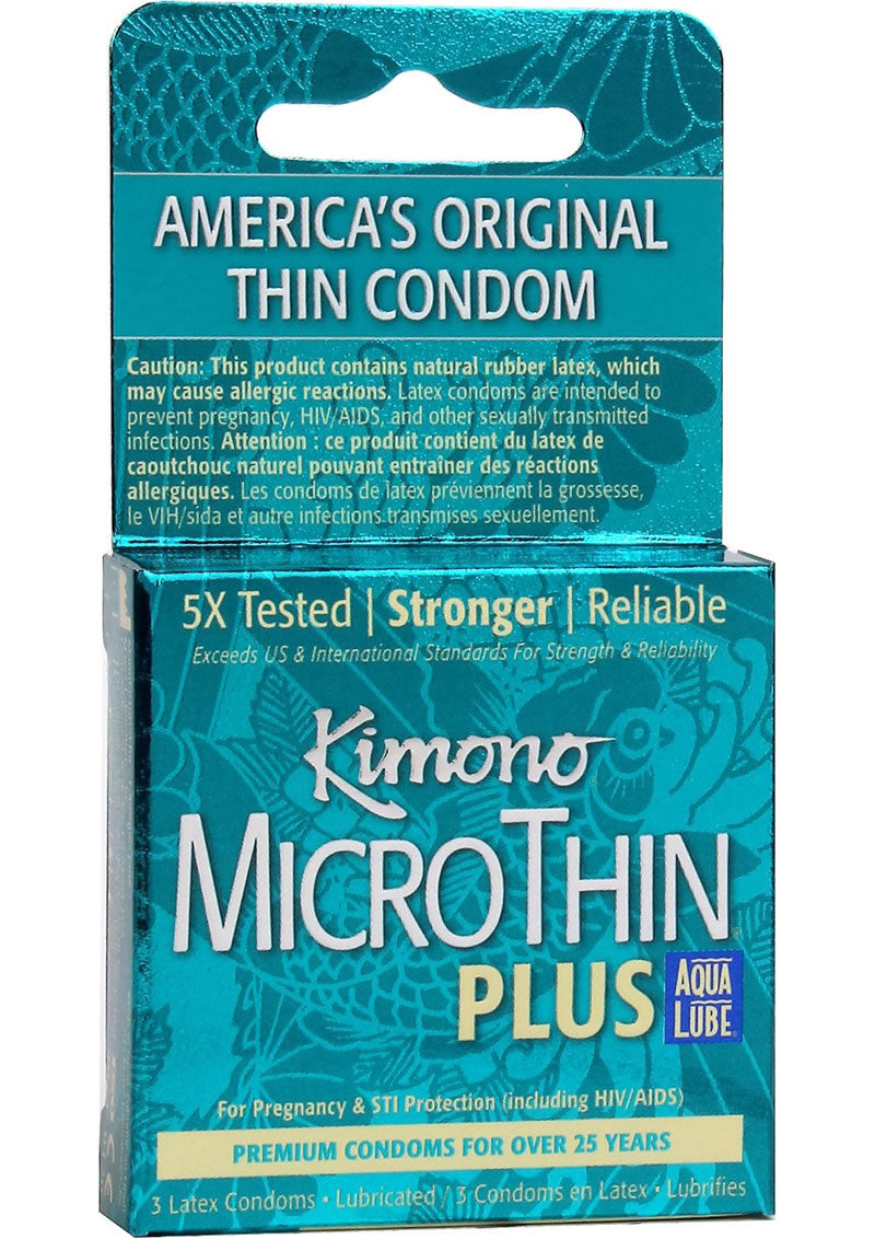 Condones Kimono MicroThin Plus Auq Lube (paquete de 3)