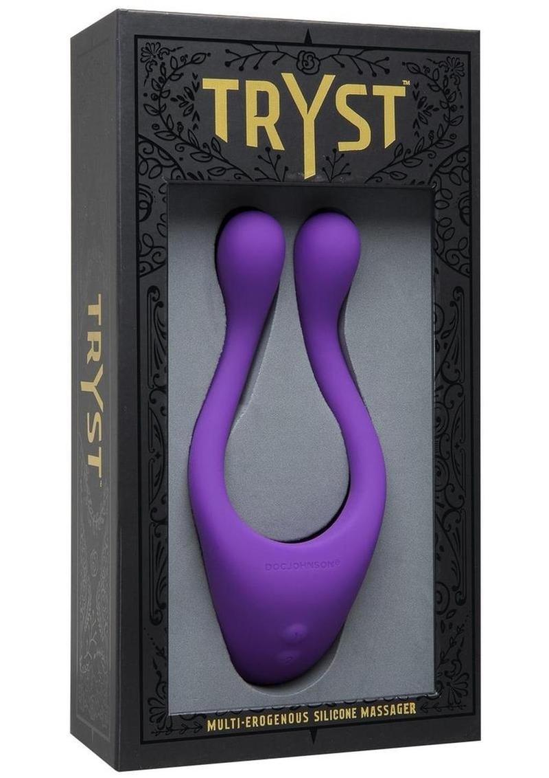 Masajeador de silicona recargable Tryst para múltiples zonas erógenas - Morado