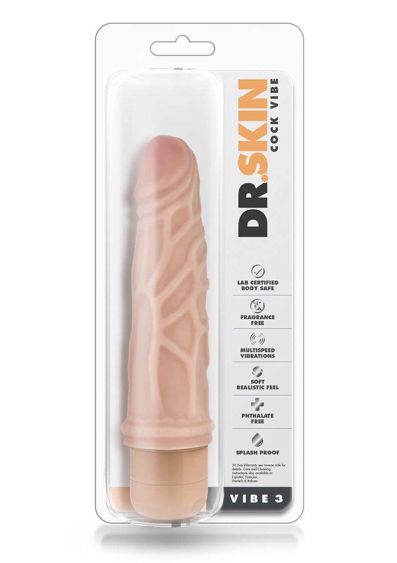 Consolador vibrador Dr. Skin Silver Collection Cock Vibe 3 de 18 cm - Vainilla