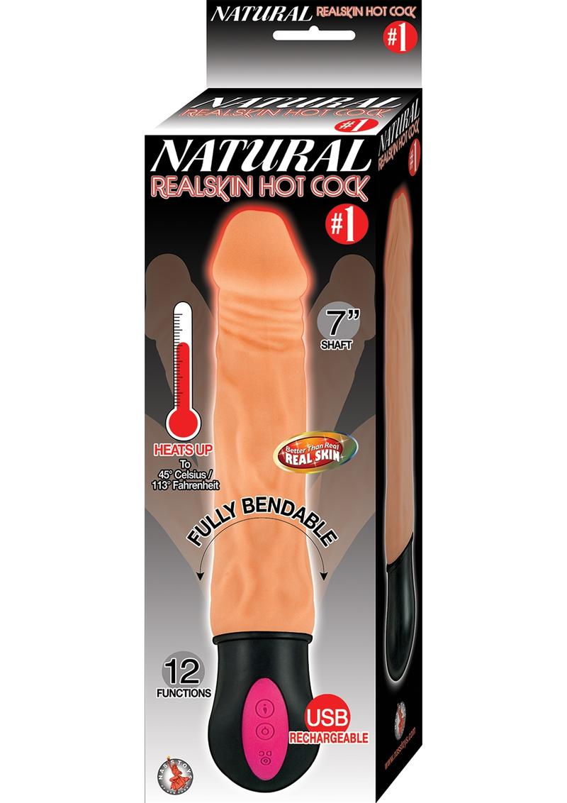 Vibrador recargable y calentador Natural Realskin Hot Cock #1 de 18 cm - Vainilla