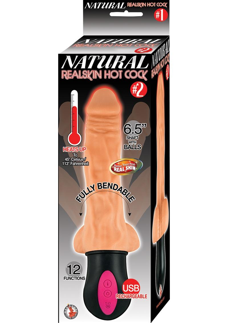 Vibrador recargable y calentador Natural Realskin Hot Cock #2 de 16,5 cm - Vainilla