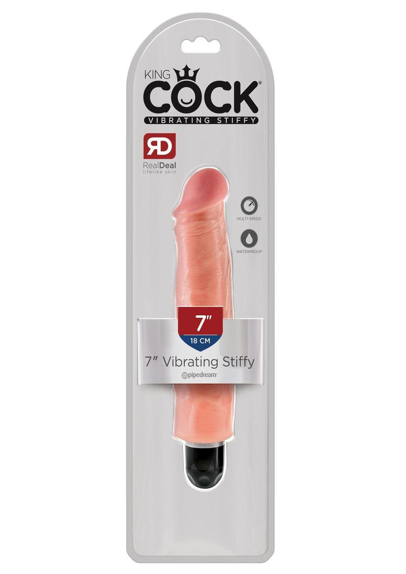 Consolador rígido vibrador King Cock de 18 cm - Vainilla