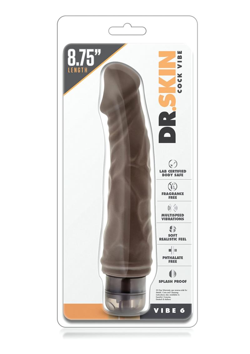 Consolador vibrador Dr. Skin Silver Collection Cock Vibe 6 de 22 cm - Chocolate
