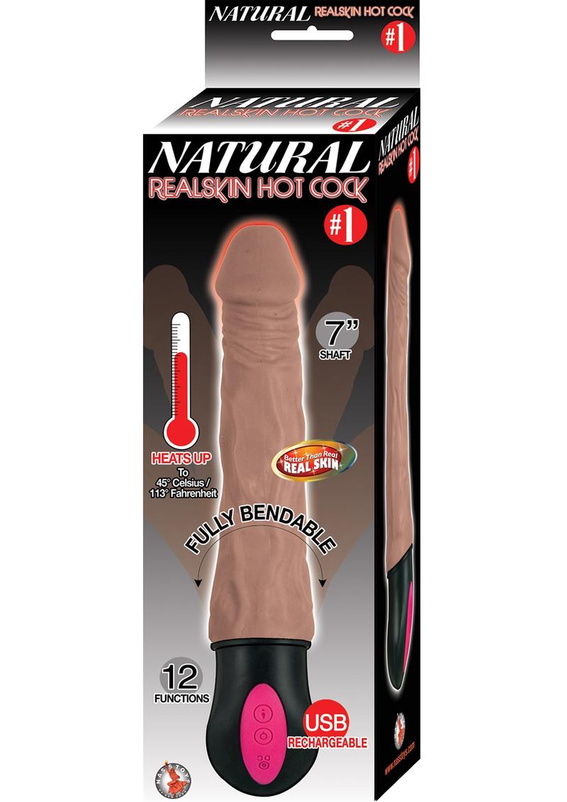 Consolador recargable de piel auténtica natural Hot Cock 1 de 18 cm - Chocolate