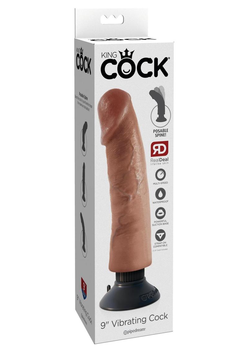 King Cock Vibrating Dildo 9in - Caramel