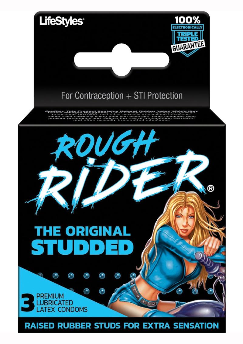 Condones de látex con tachuelas originales Rough Rider de Lifestyles