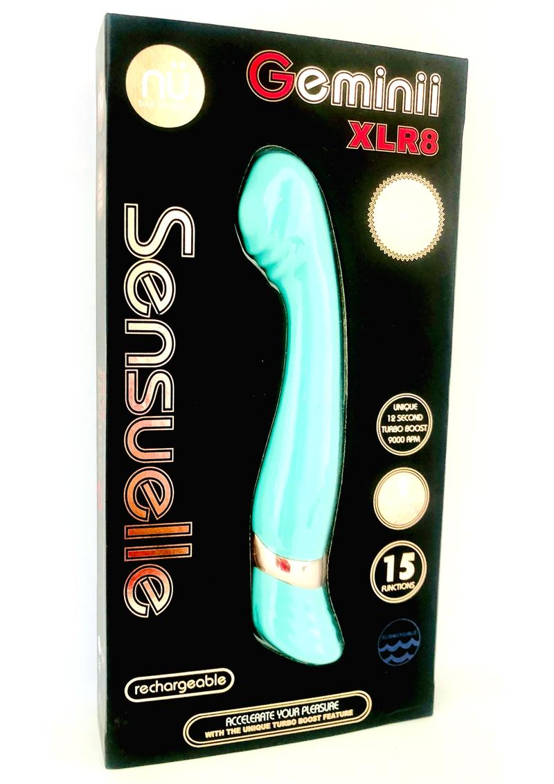 Vibrador de punto G de silicona recargable Nu Sensuelle Geminii XLR8 - Azul eléctrico