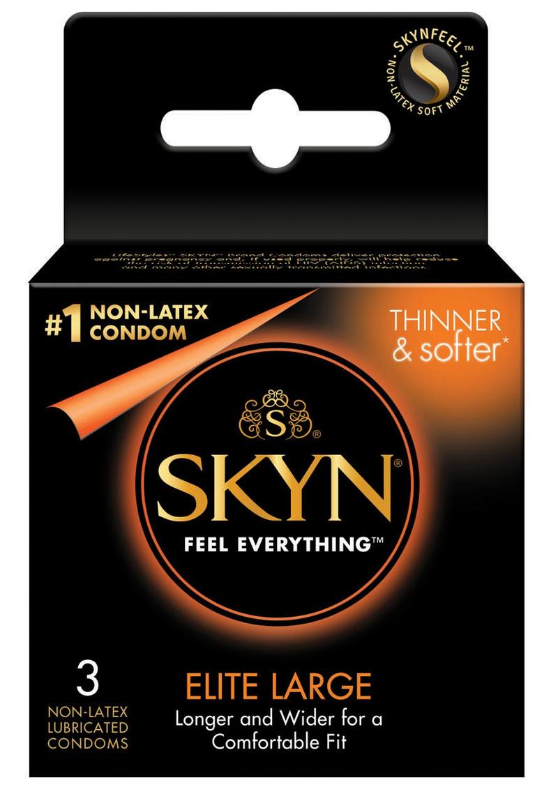 Condones grandes lubricados sin látex Lifestyles Skyn ​​Elite (paquete de 3)