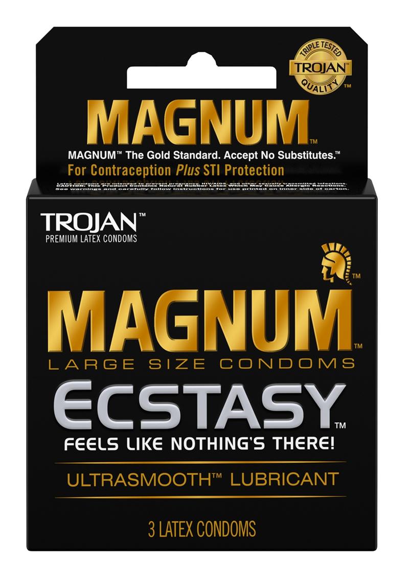 Condones de látex lubricados Trojan Magnum Ecstasy Ultra Smooth (paquete de 3)