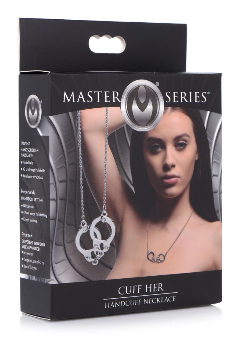 Collar con esposas Master Series Cuff Her - Plata