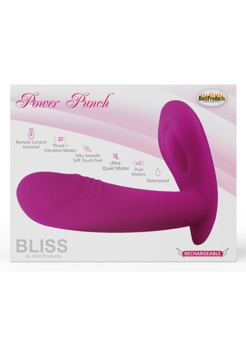 Vibrador doble de silicona Bliss Power Punch, recargable por USB, magnético y con control remoto - Rosa