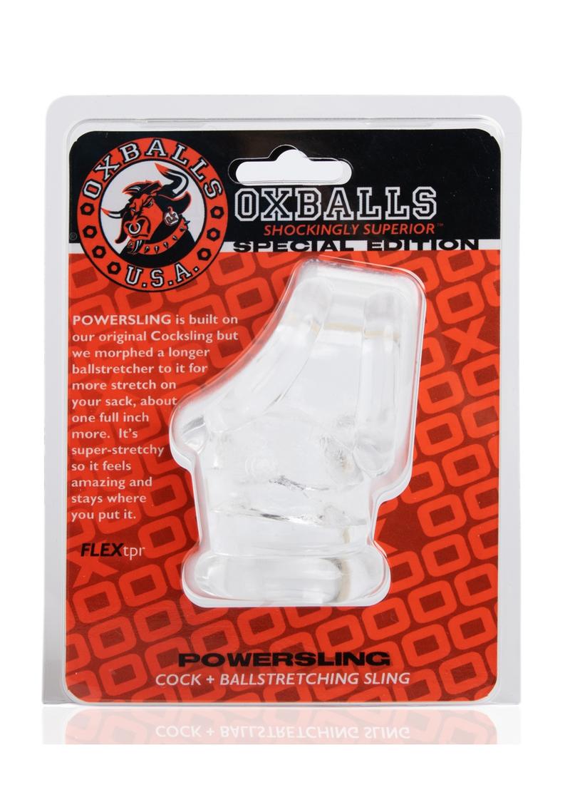 Arnés Oxballs Powersling para estiramiento de pene y testículos - Transparente