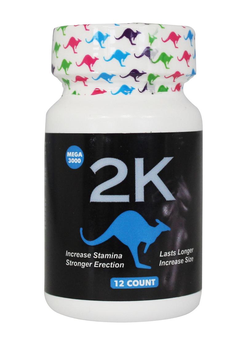 Kangaroo 2K Mega 3000 For Him - Potenciador sexual (botella de 12 unidades) - Azul