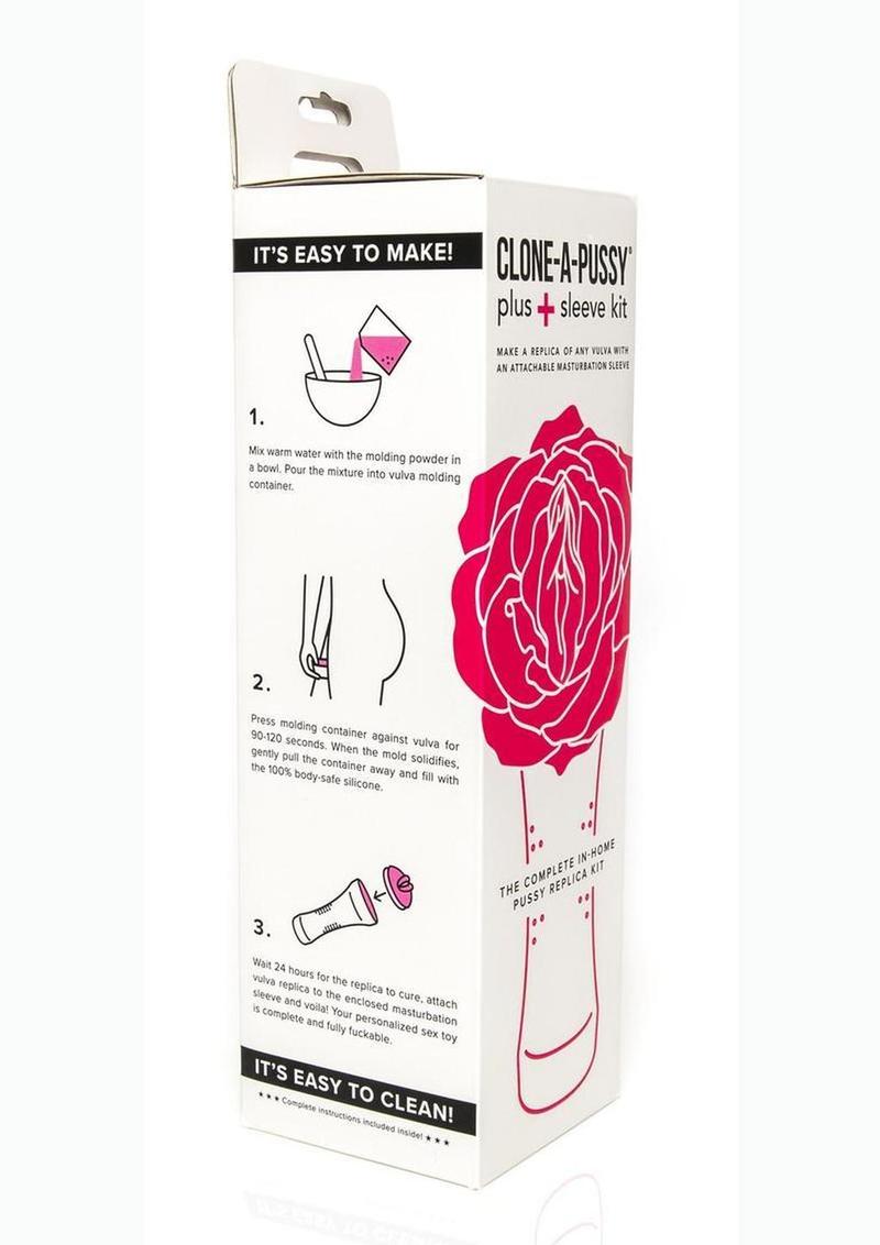 Kit de moldeado de vulva de silicona Clone-A-Pussy Plus Sleeve con funda acoplable - Rosa intenso