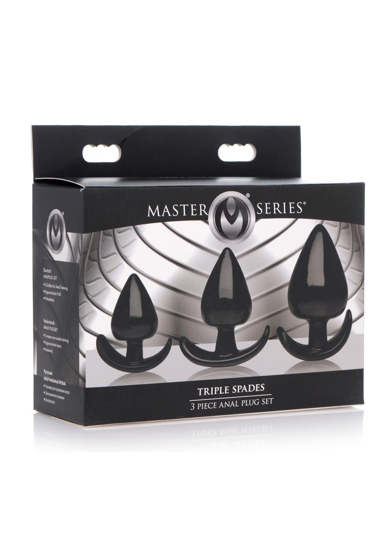 Juego de tapones anales de 3 piezas Master Series Triple Spades - Negro