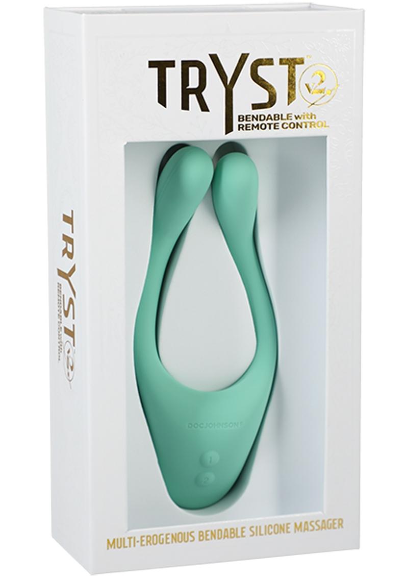 Masajeador de silicona flexible Tryst V2 con control remoto - Menta