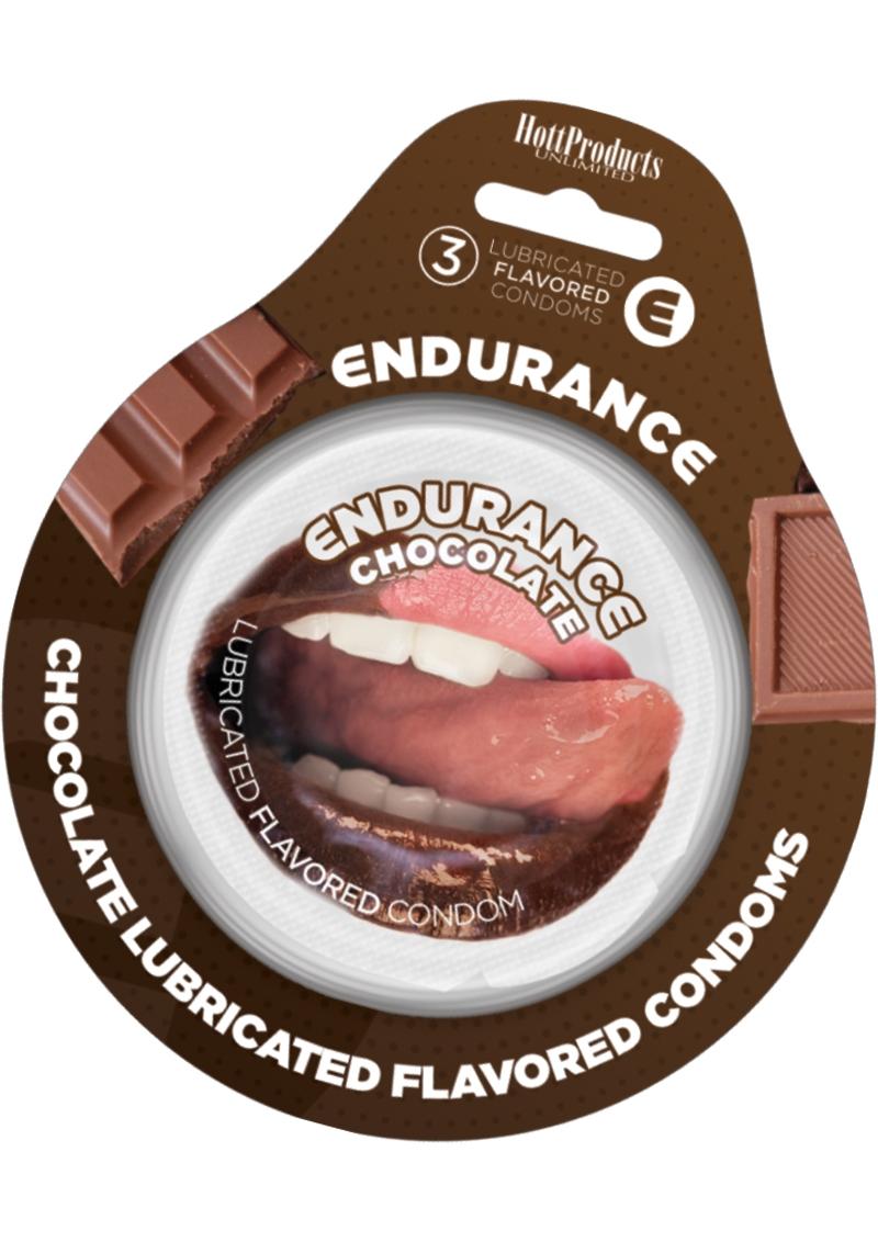 Condones lubricados Endurance con sabor a chocolate (paquete de 3)