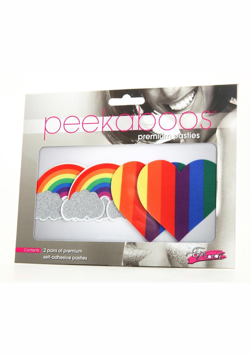 Peekaboo Pride - Pezoneras con purpurina de arcoíris y corazones - Arcoíris