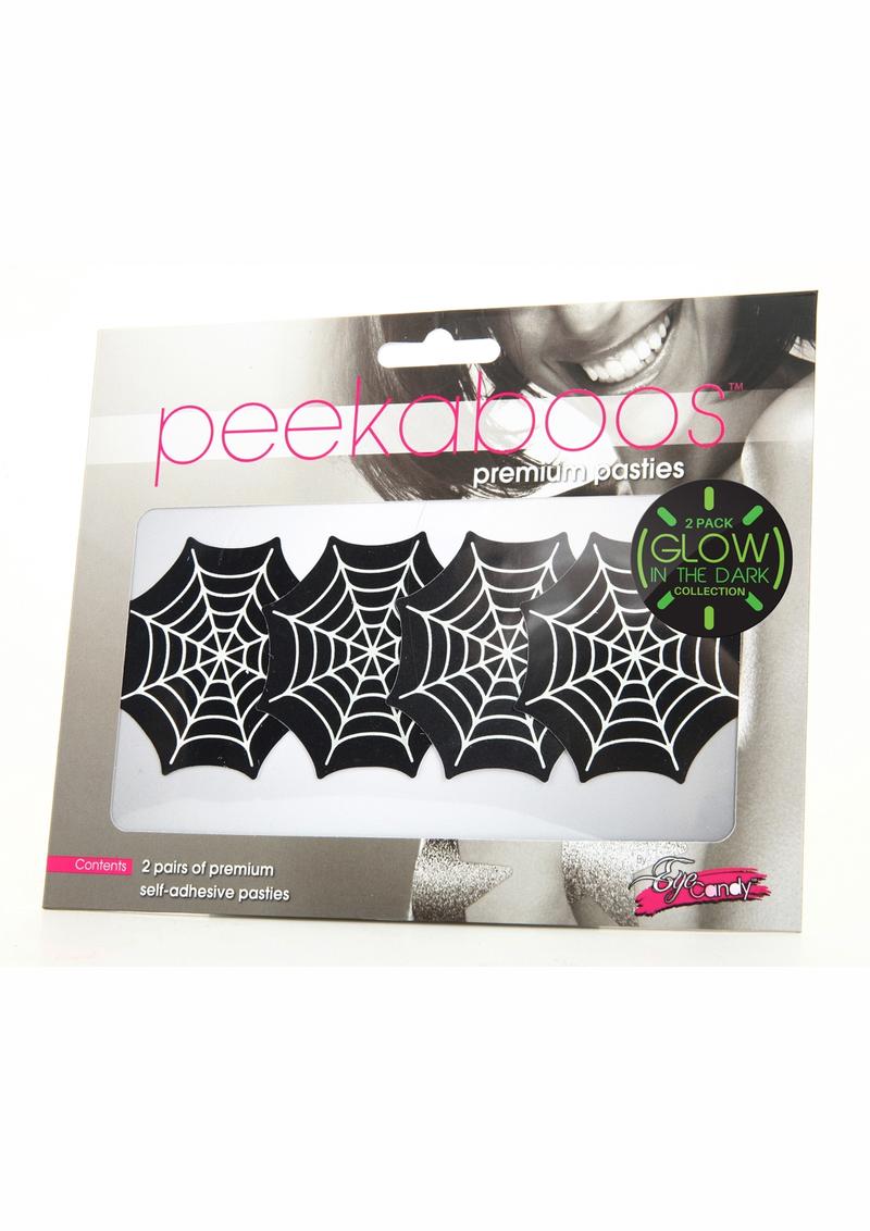 Peekaboo - Pezones con telarañas que brillan en la oscuridad - Negro/Verde