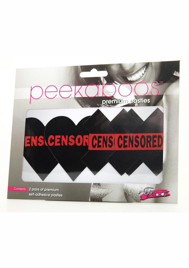 Peekaboo Censored Hearts y X Pasties - Negro/Rojo