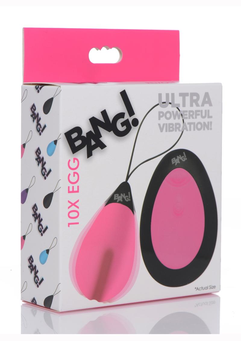¡Bang! Huevo vibrador de silicona recargable con control remoto (10 unidades) - Rosa
