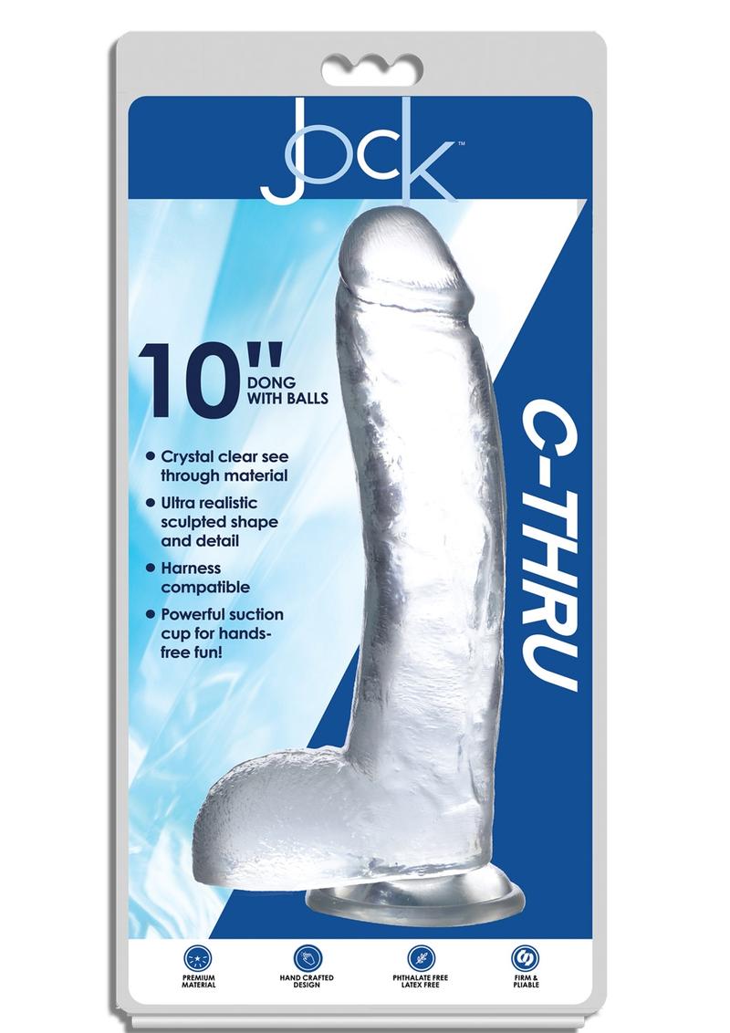 Pene realista Jock C-Thru con testículos de 25 cm - Transparente