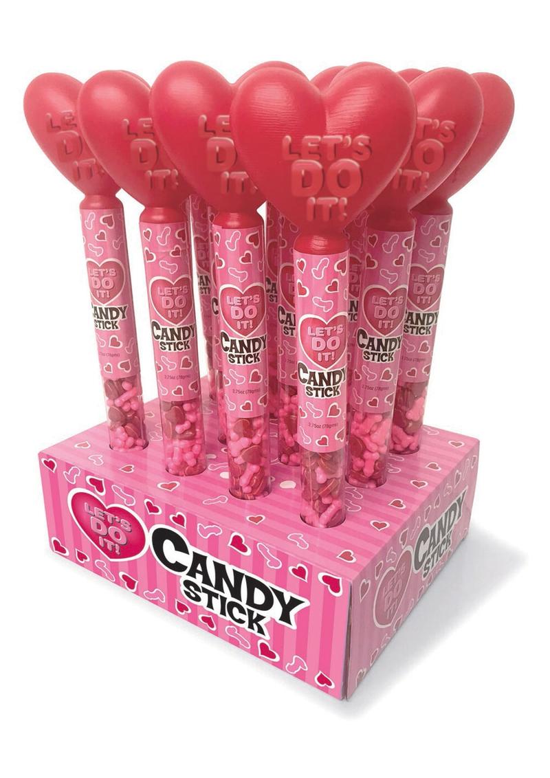 Exhibidor de palitos de caramelo Let's Do It de 3 oz (12 por exhibidor)